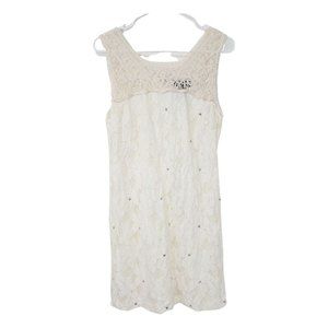 Signature by‎ Robbie Bee Lace Mini Dress Off White Size 6 Sleeveless Back Zipper